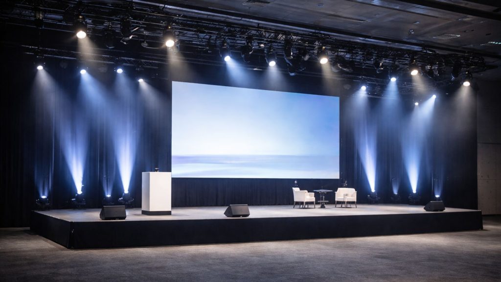 Mise en lumière scénique et architecturale pour événement professionnel